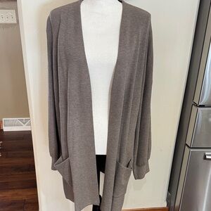LOFT Taupe Open Front Cardigan